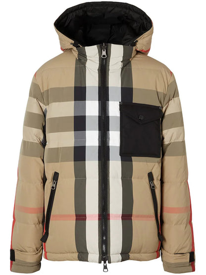 Reversible check puffer jacket