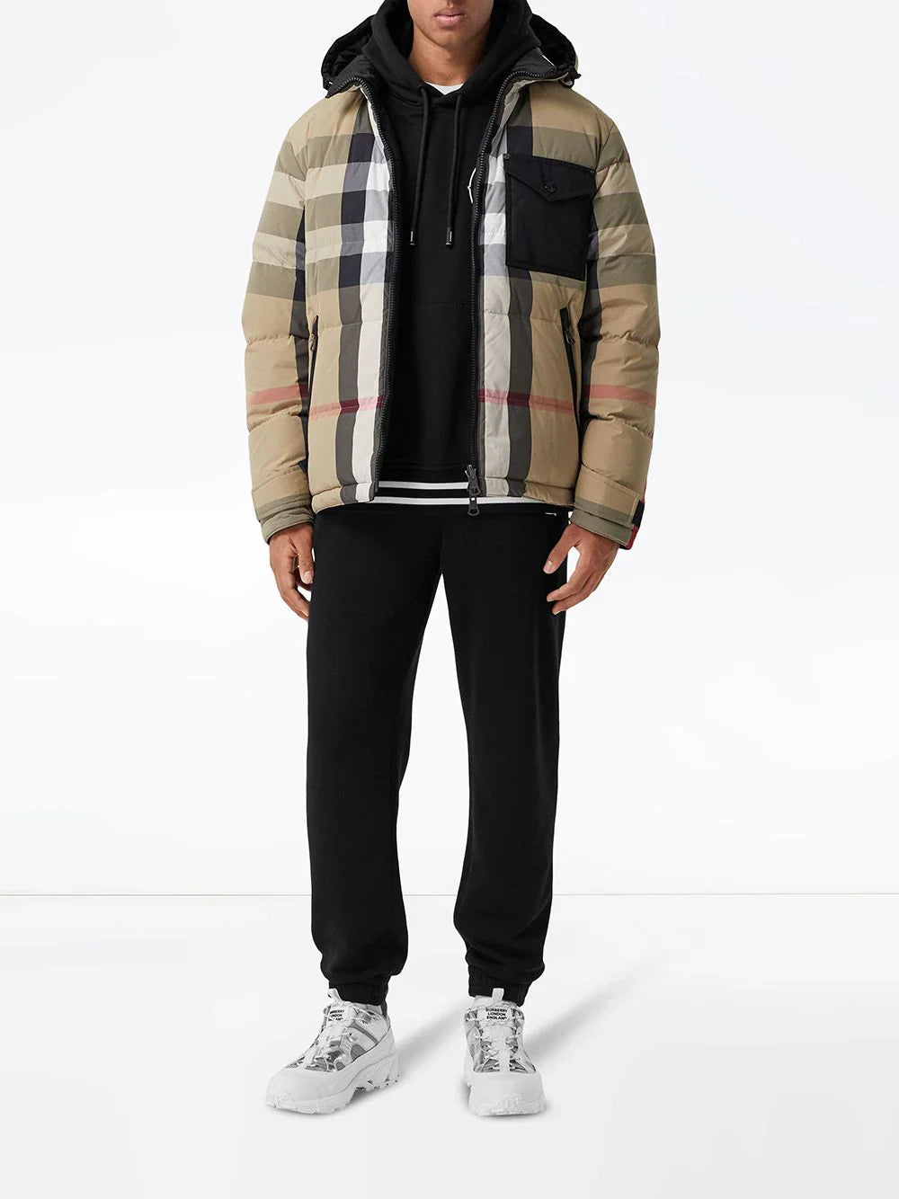 reversible check puffer jacket