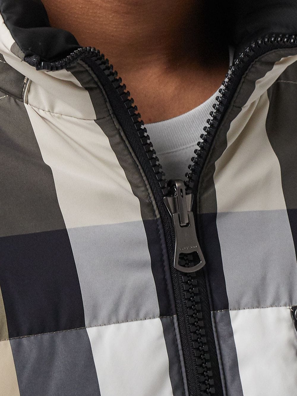 reversible check puffer jacket