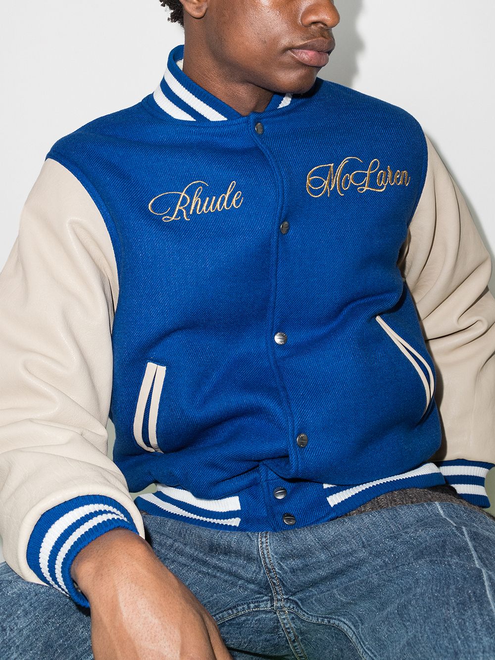 x mclaren varsity bomber jacket