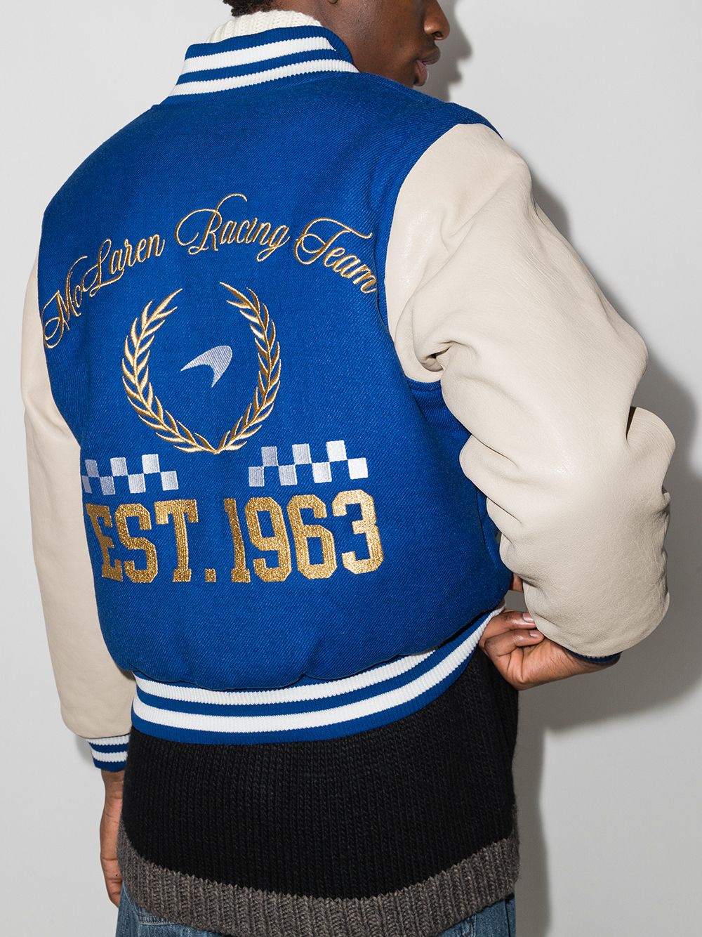 x mclaren varsity bomber jacket