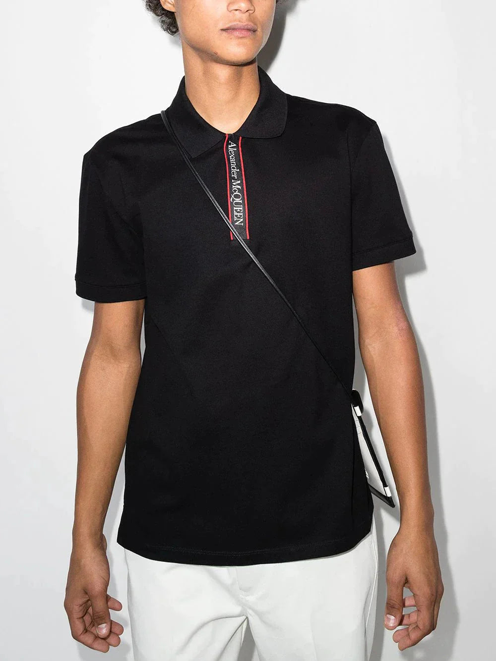 logo tape short sleeve polo shirt by alexander mcqueen - bottegalusso: premier destination for modern luxury menswear