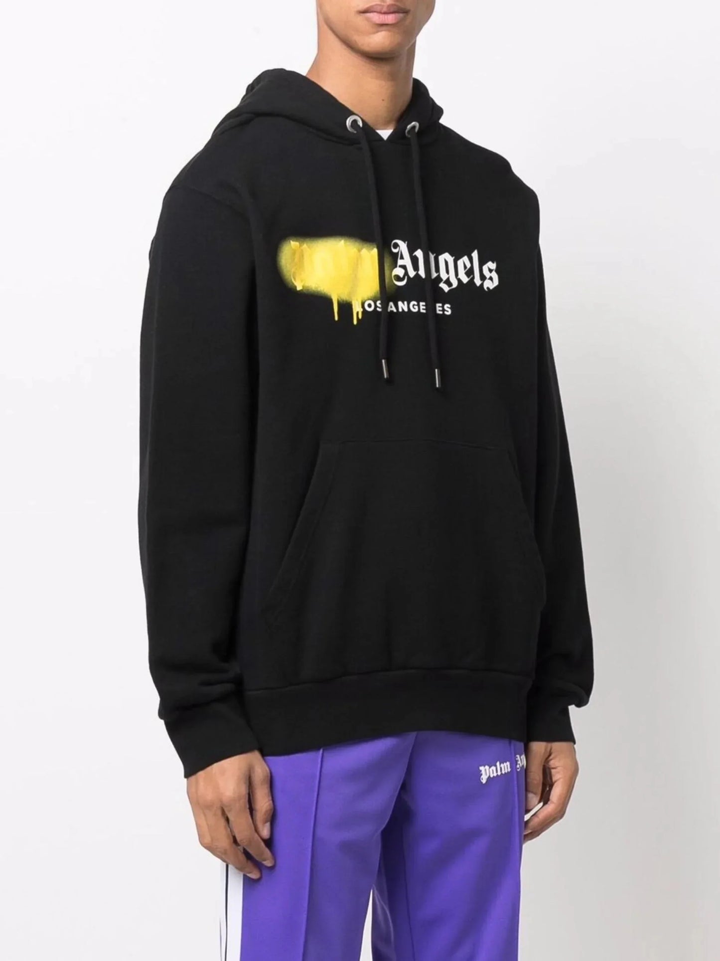 logo print drawstring hoodie by palm angels - bottegalusso: premier destination for modern luxury menswear