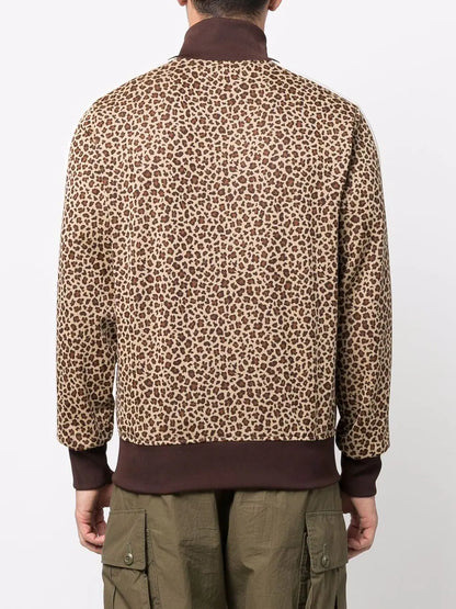 Leopard jacquard zipped jacket