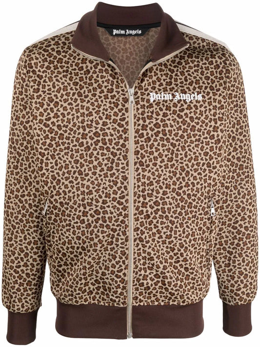 Leopard jacquard zipped jacket