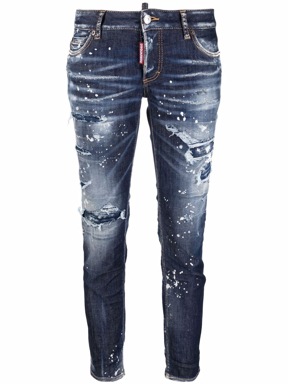 distressed straight-leg jeans