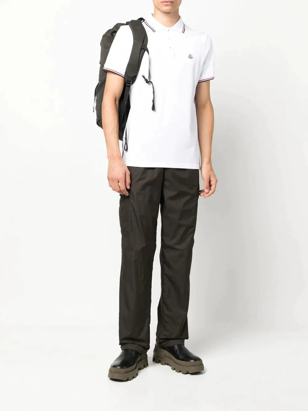 logo patch short sleeve polo shirt by moncler - bottegalusso: premier destination for modern luxury menswear