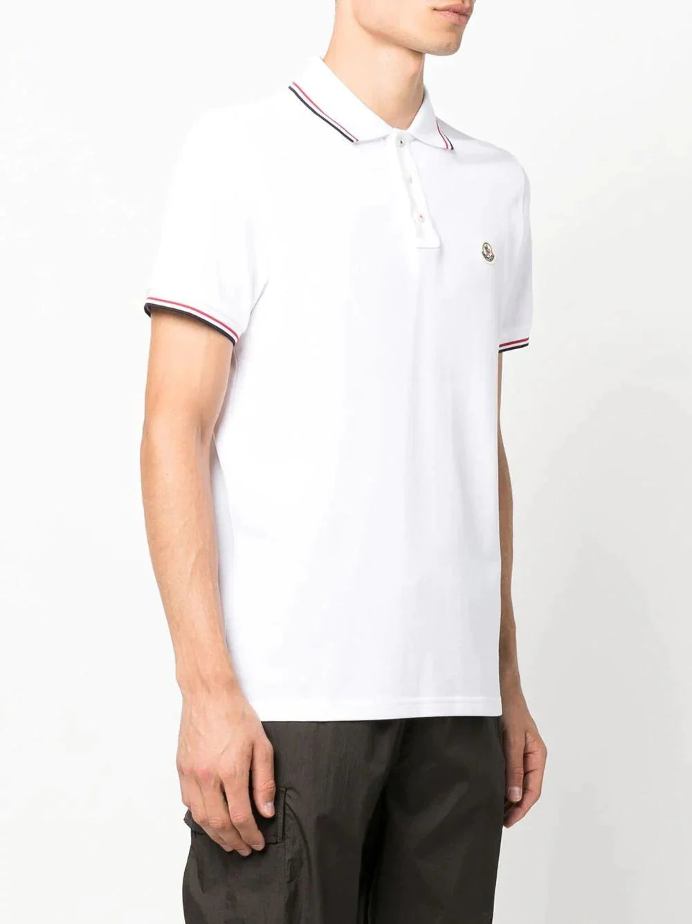 logo patch short sleeve polo shirt by moncler - bottegalusso: premier destination for modern luxury menswear