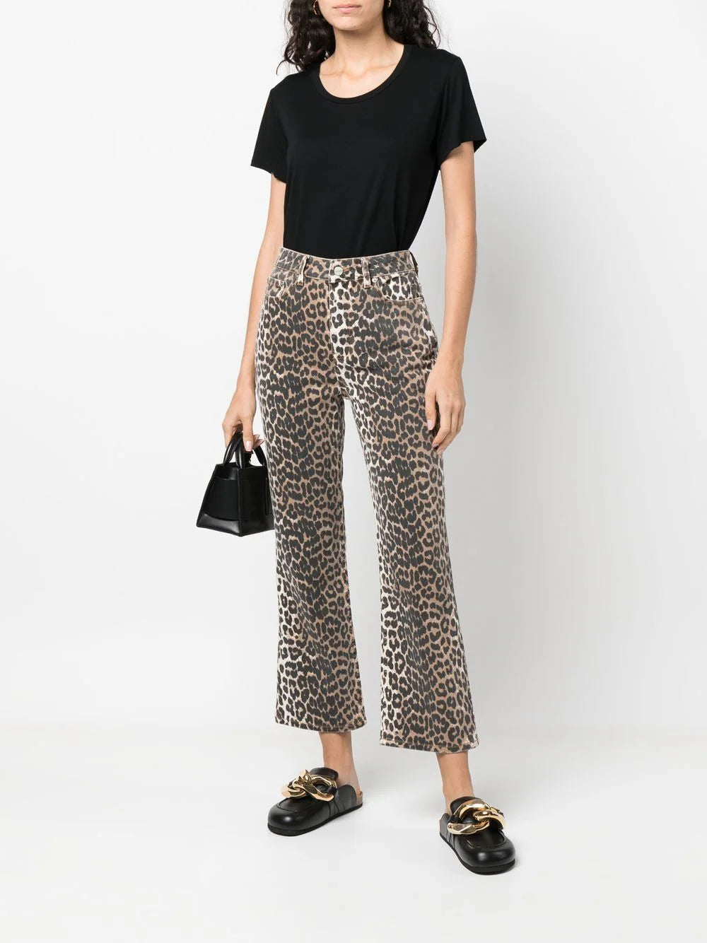 leopard cropped jeans