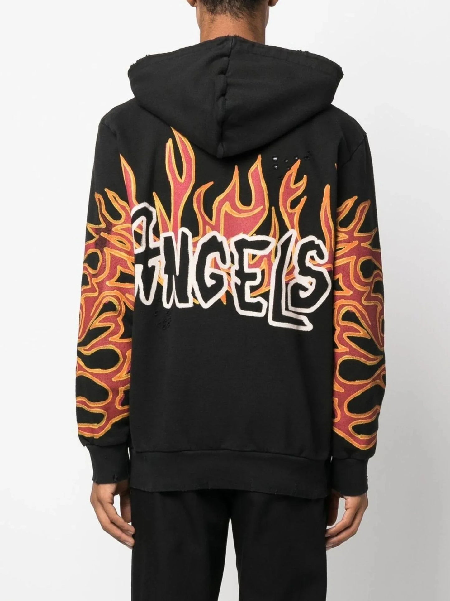 flame print cotton hoodie by palm angels - bottegalusso: premier destination for modern luxury menswear