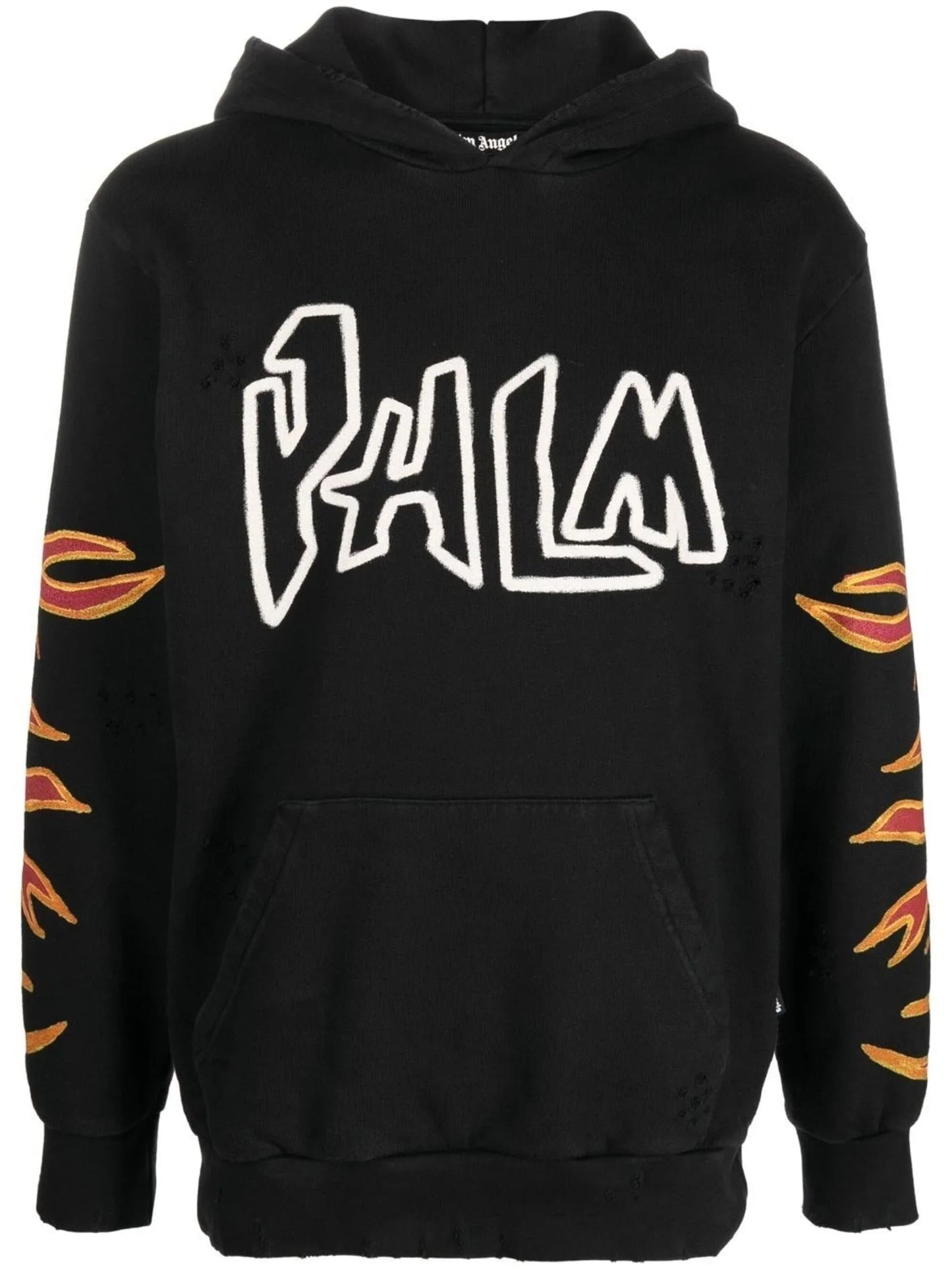 flame print cotton hoodie by palm angels - bottegalusso: premier destination for modern luxury menswear