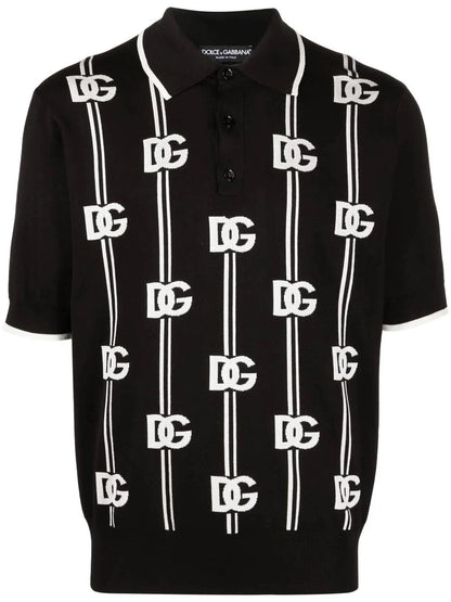 Logo Print Knitted Polo Shirt by Dolce & Gabbana - bottegalusso: Premier Destination for Modern Luxury Menswear