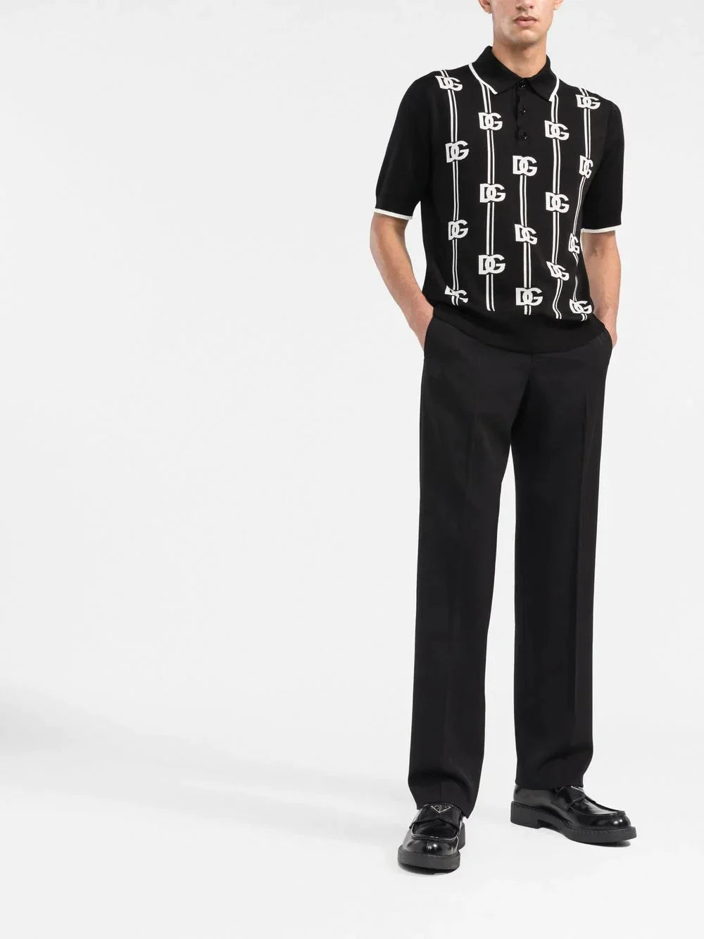 logo print knitted polo shirt by dolce & gabbana - bottegalusso: premier destination for modern luxury menswear