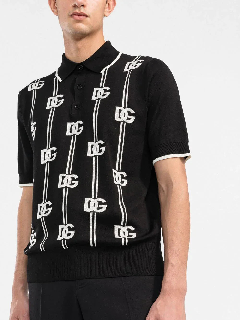 logo print knitted polo shirt by dolce & gabbana - bottegalusso: premier destination for modern luxury menswear