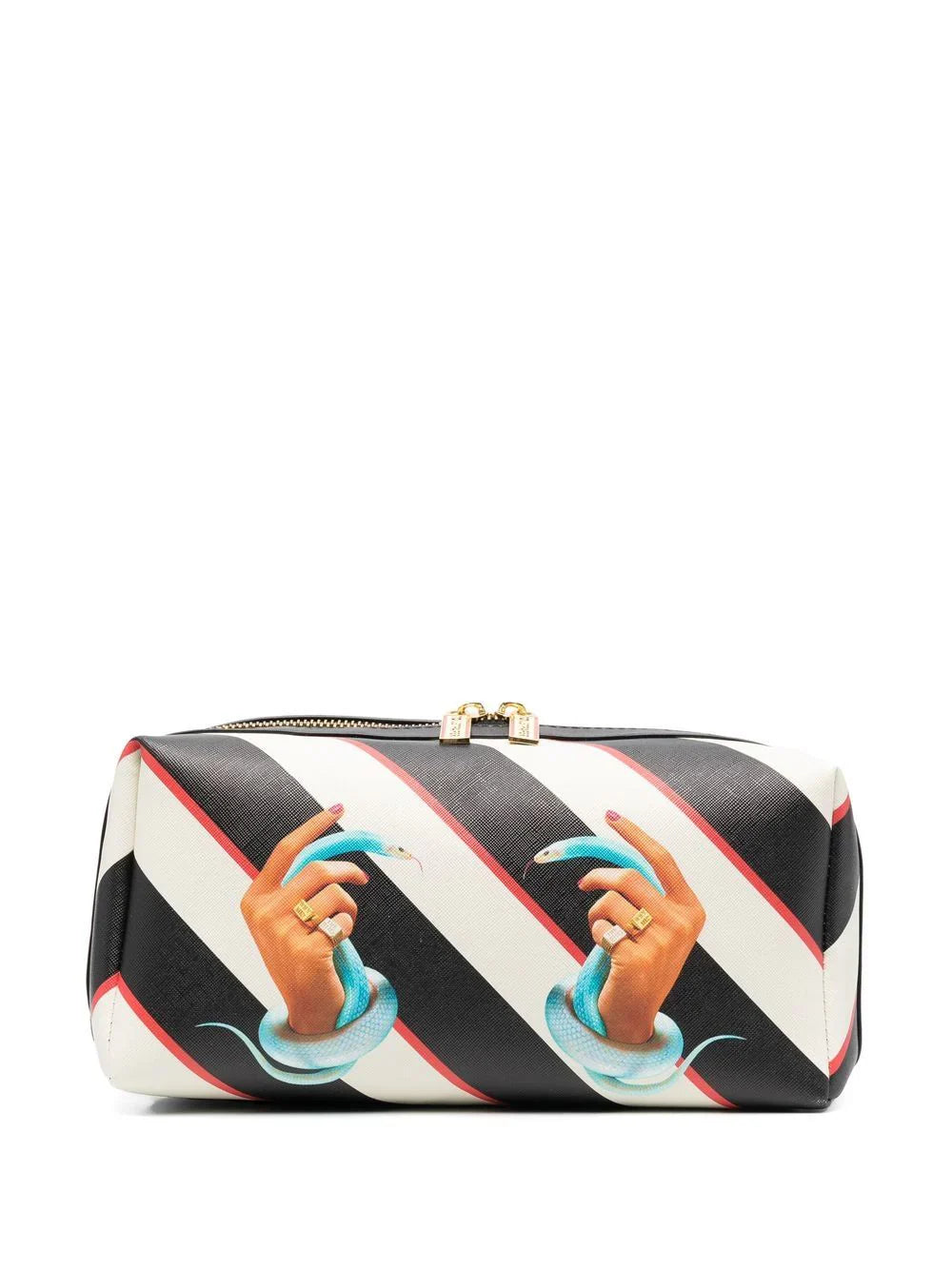 graphic-print striped wash bag