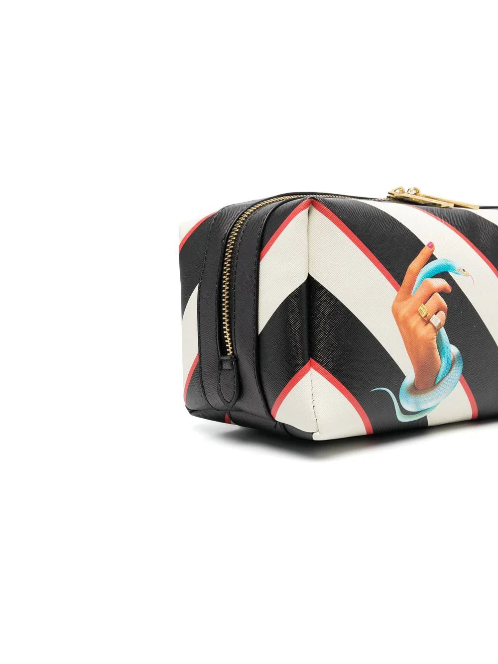 graphic-print striped wash bag