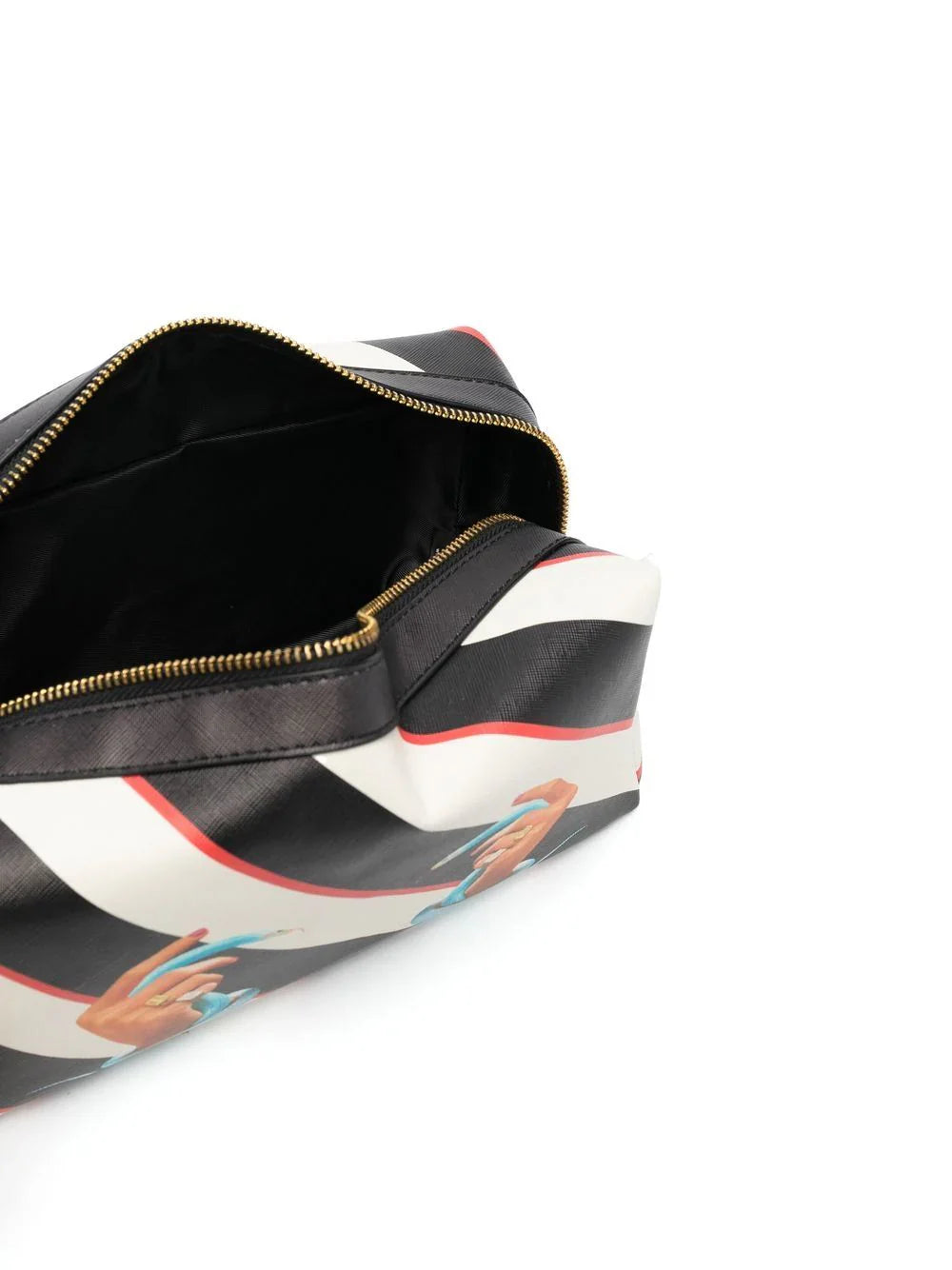 graphic-print striped wash bag