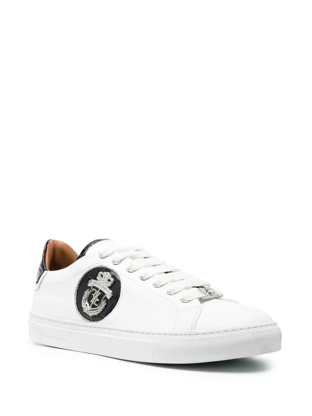 logo-crest leather sneakers