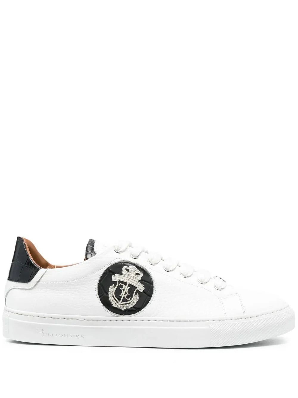 logo-crest leather sneakers