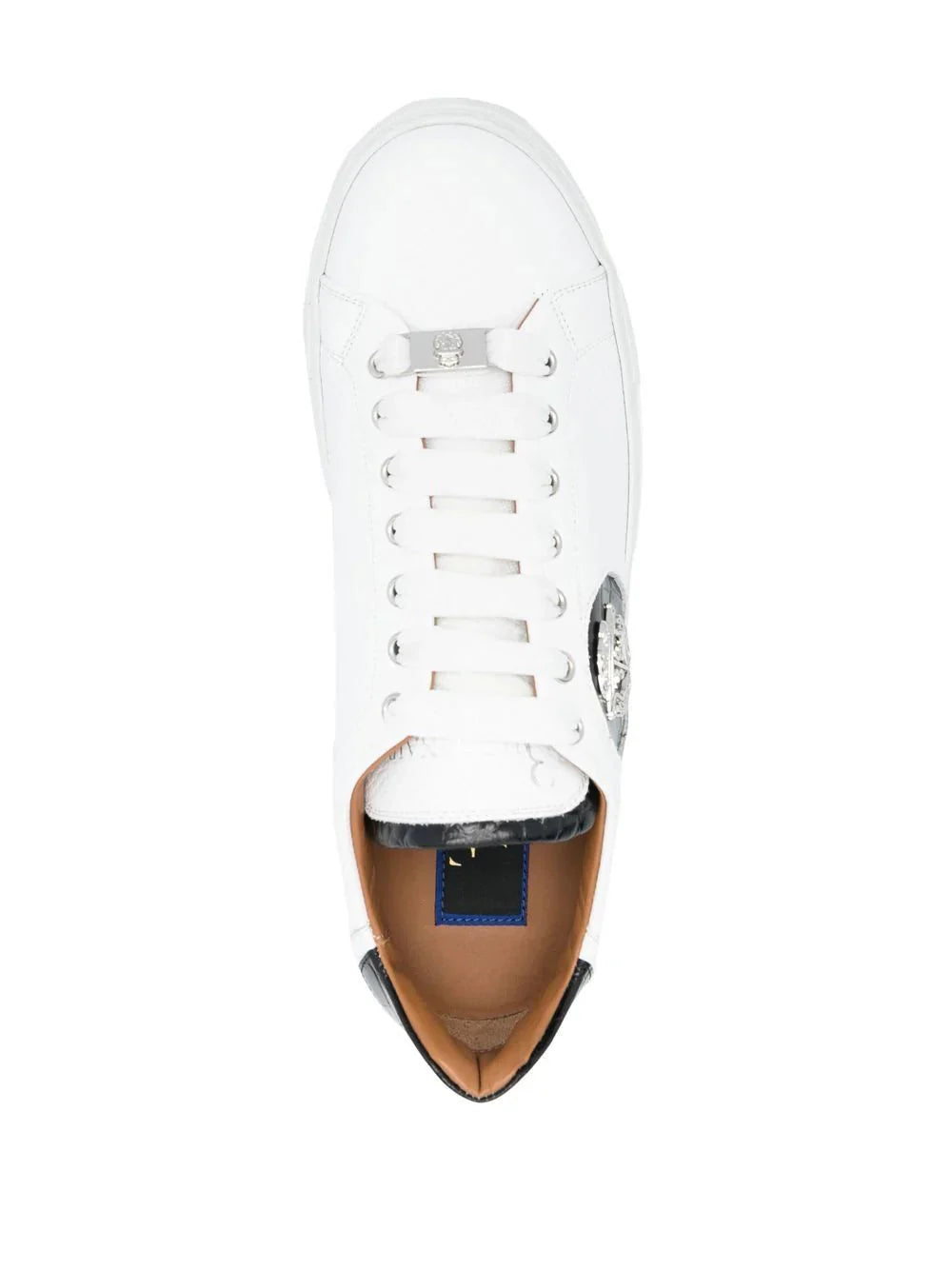 logo-crest leather sneakers