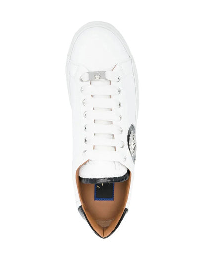 Logo-crest leather sneakers