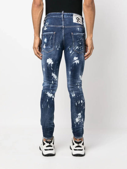 Paint splattered distressed jeans