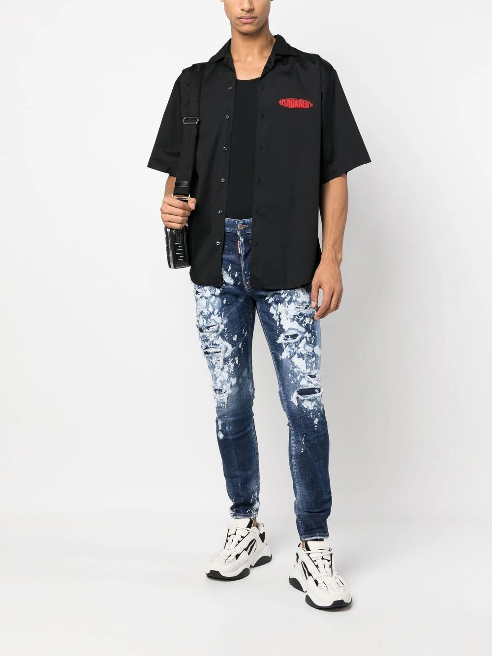 paint splattered distressed jeans