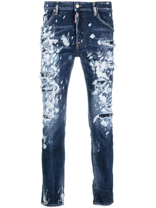 Paint splattered distressed jeans