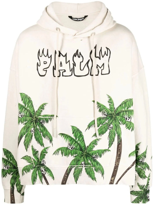 Logo Print Long Sleeve Hoodie by Palm Angels - bottegalusso: Premier Destination for Modern Luxury Menswear