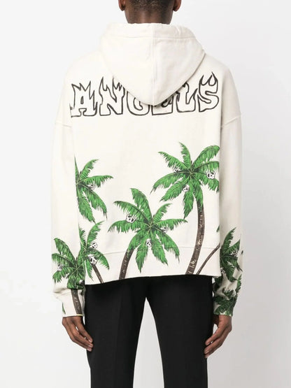 Logo Print Long Sleeve Hoodie by Palm Angels - bottegalusso: Premier Destination for Modern Luxury Menswear