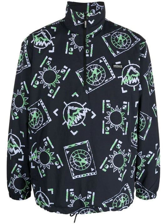 Graphic-print pull-over jacket