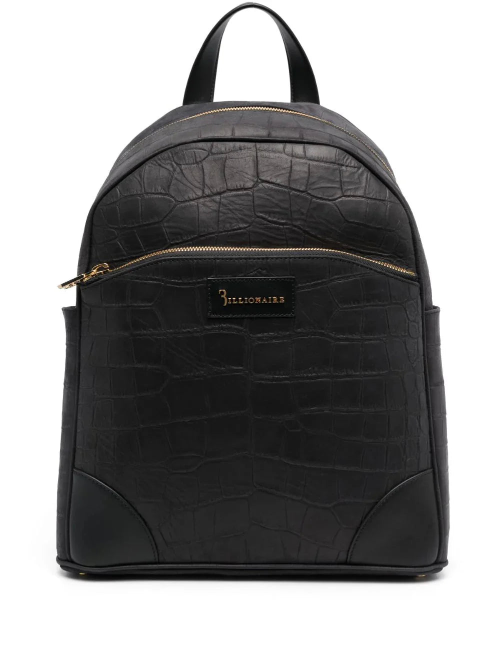 crocodile-embossed leather backpack