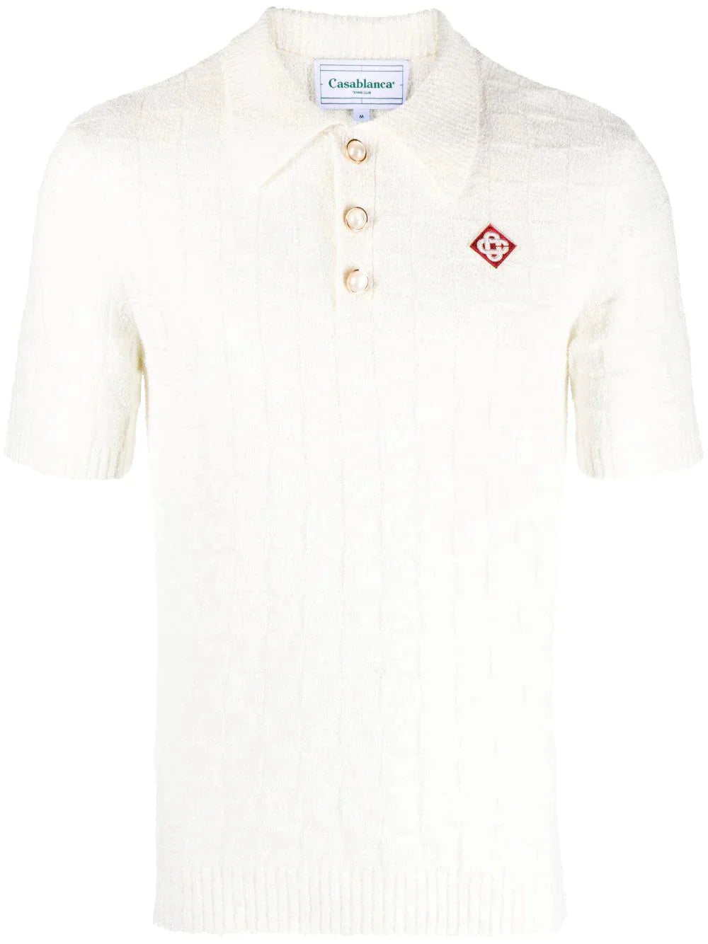 logo embroidered bouclé polo shirt by casablanca - bottegalusso: premier destination for modern luxury menswear