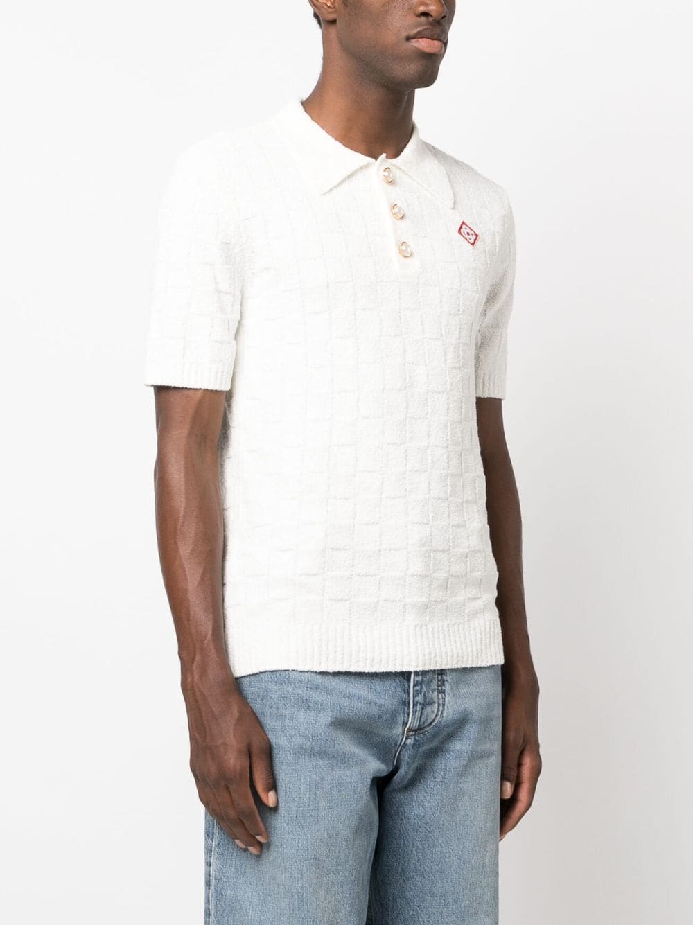 logo embroidered bouclé polo shirt by casablanca - bottegalusso: premier destination for modern luxury menswear