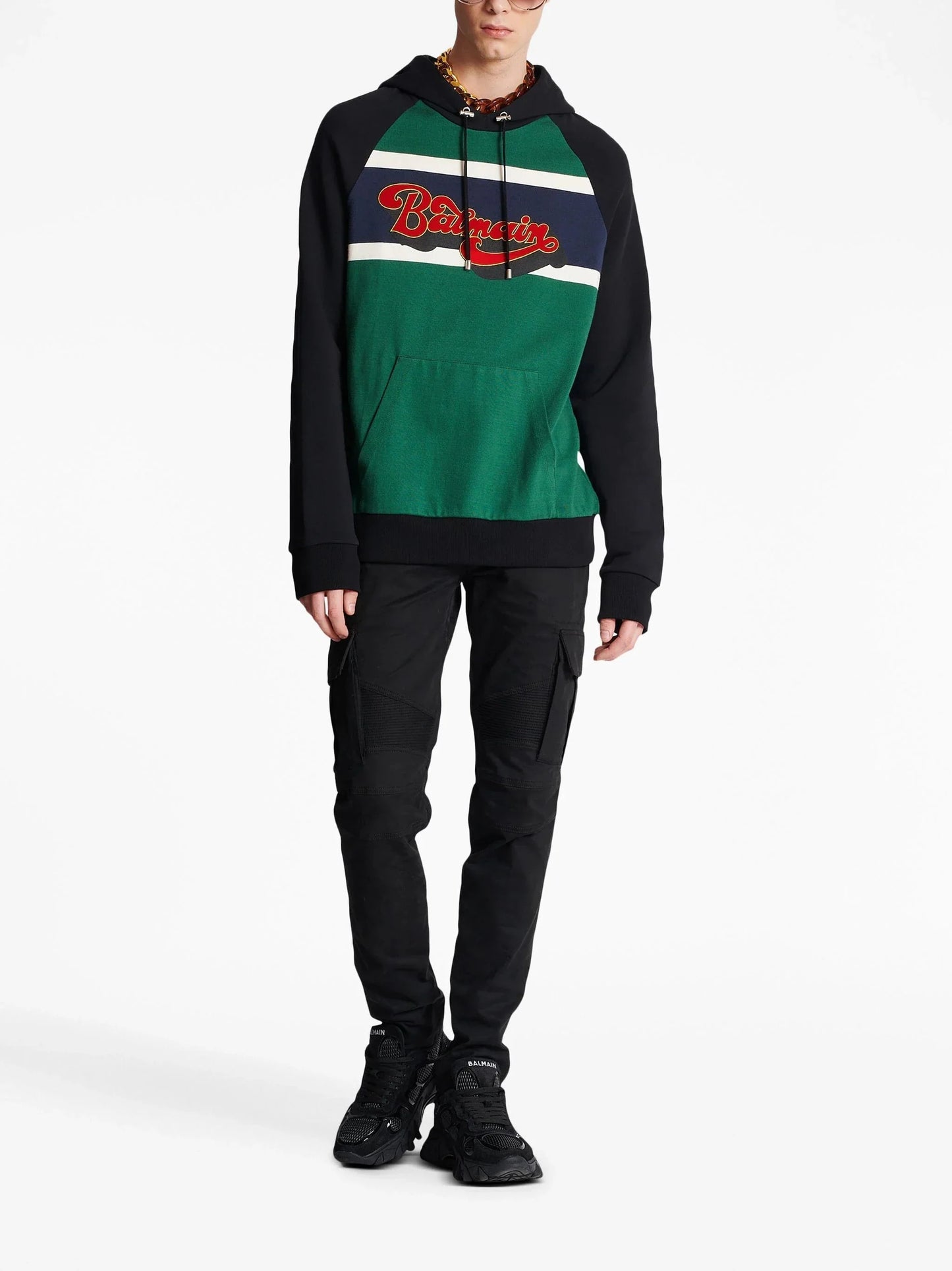 logo print cotton hoodie by balmain - bottegalusso: premier destination for modern luxury menswear