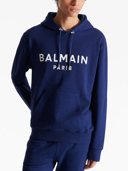 Logo Print Long Sleeved Hoodie by Balmain - bottegalusso: Premier Destination for Modern Luxury Menswear