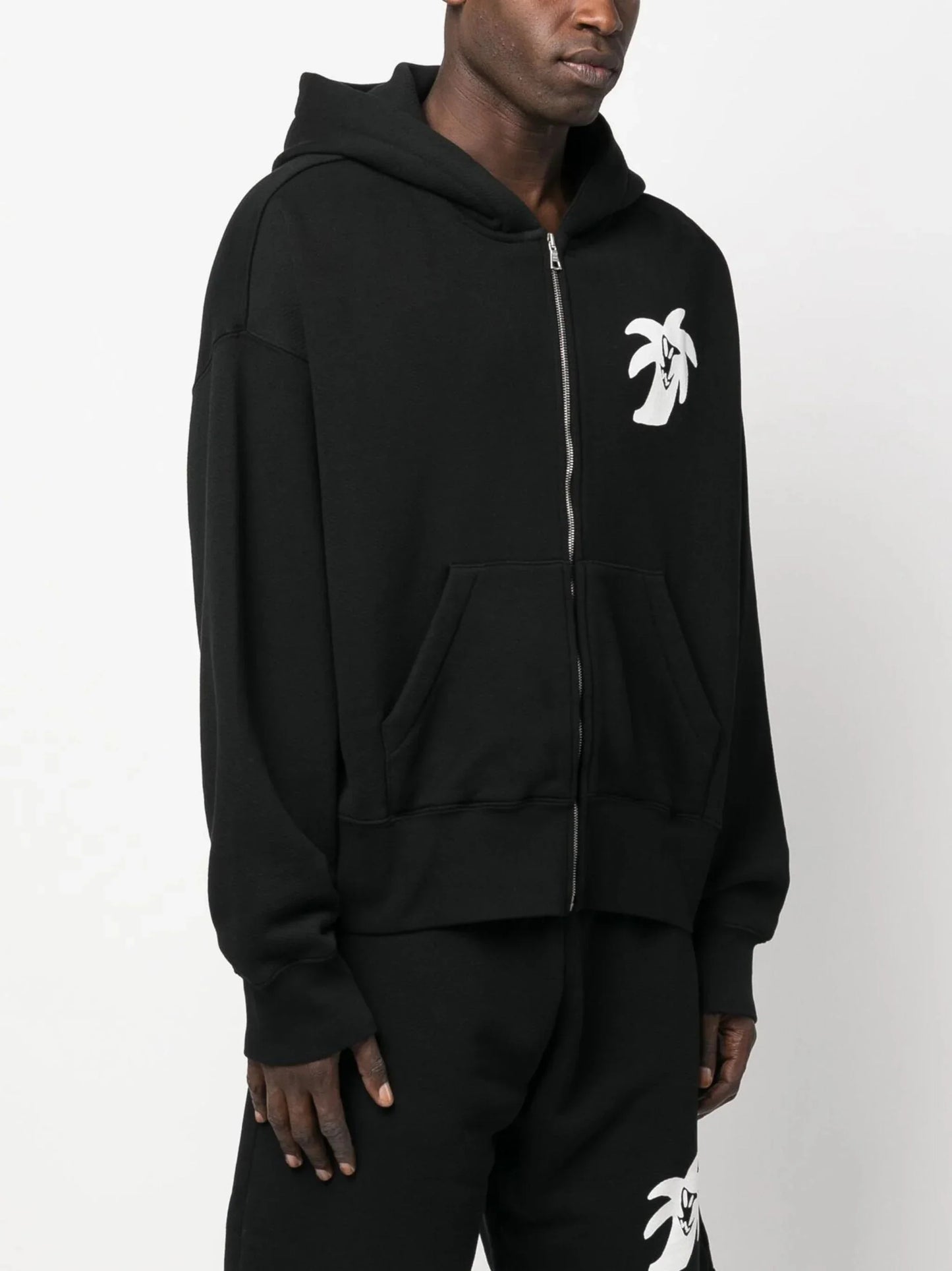 logo print zip up hoodie by palm angels - bottegalusso: premier destination for modern luxury menswear