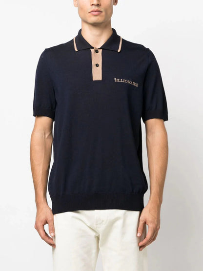 Logo-embroidered merino polo shirt