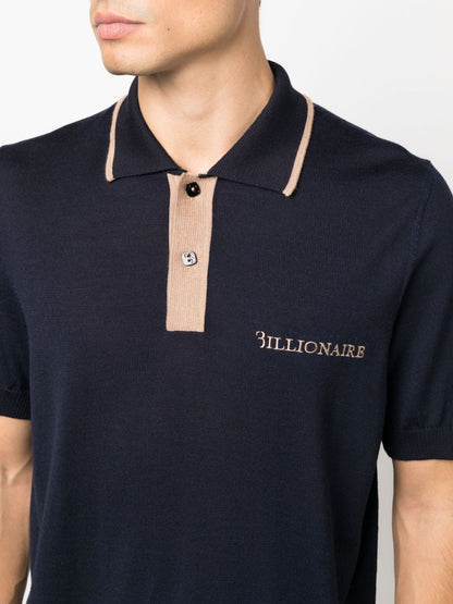 Logo-embroidered merino polo shirt