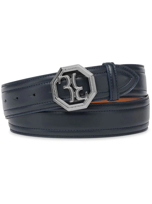 Logo-buckle leather belt