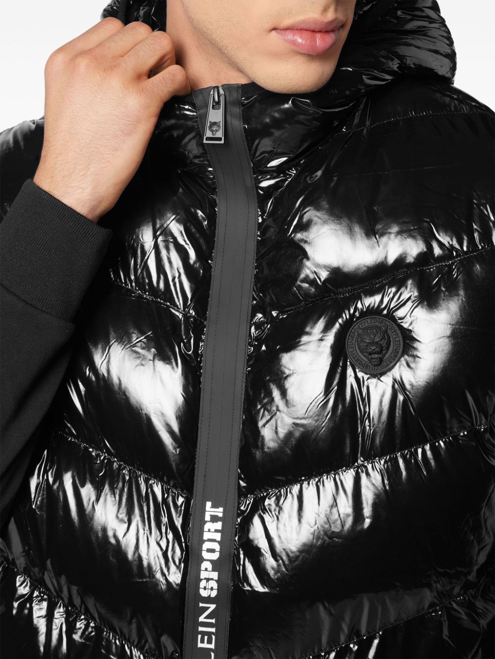 logo-appliqué padded jacket