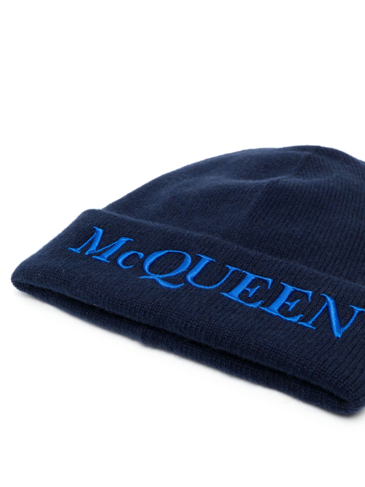 logo embroidered cashmere beanie by alexander mcqueen - bottegalusso: premier destination for modern luxury menswear