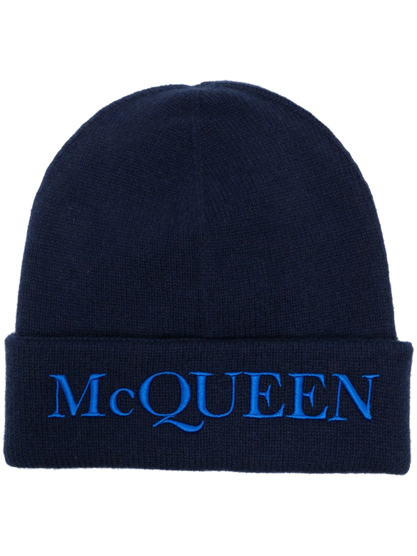 logo embroidered cashmere beanie by alexander mcqueen - bottegalusso: premier destination for modern luxury menswear