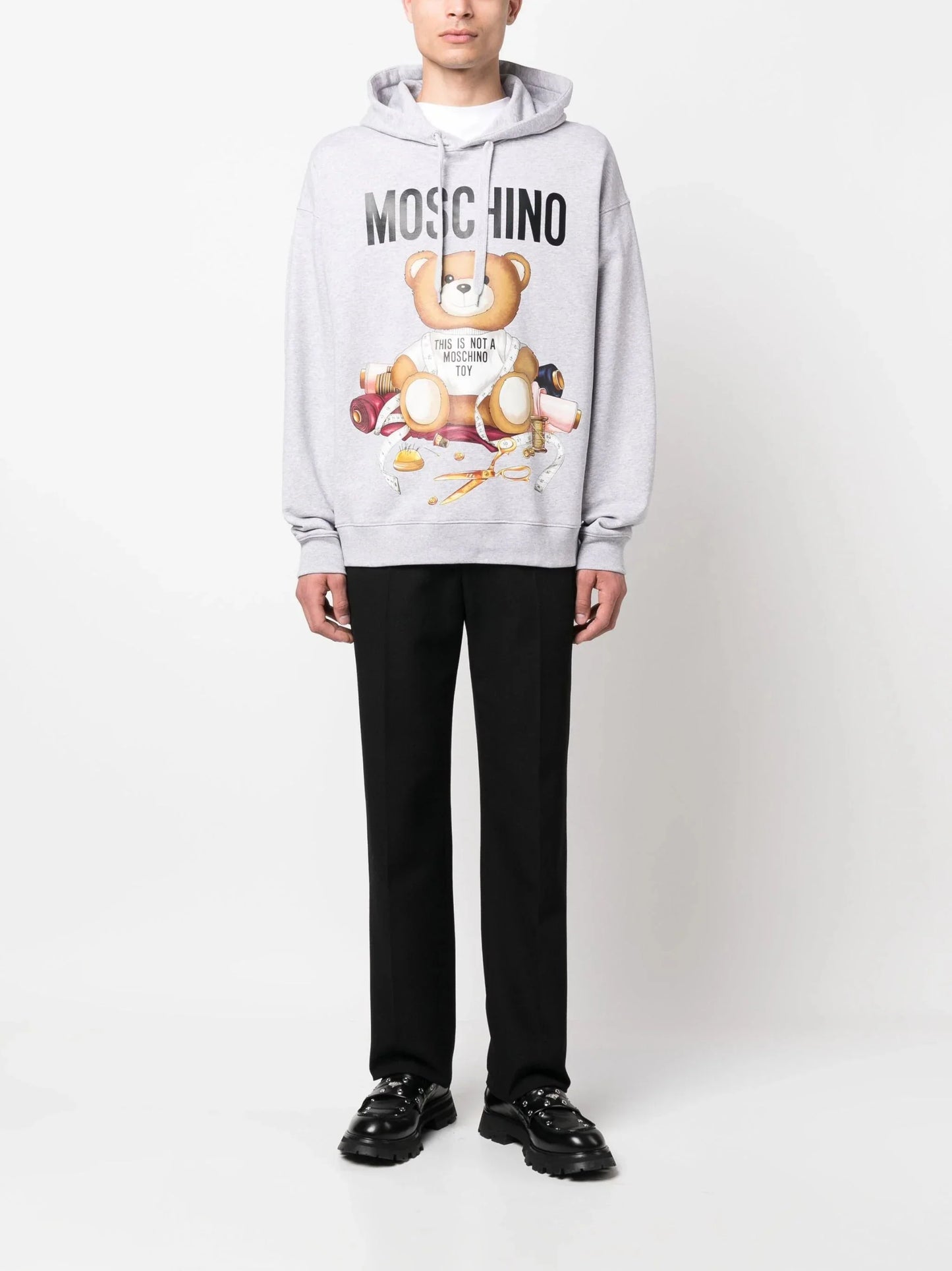 teddy bear print cotton hoodie by moschino - bottegalusso: premier destination for modern luxury menswear