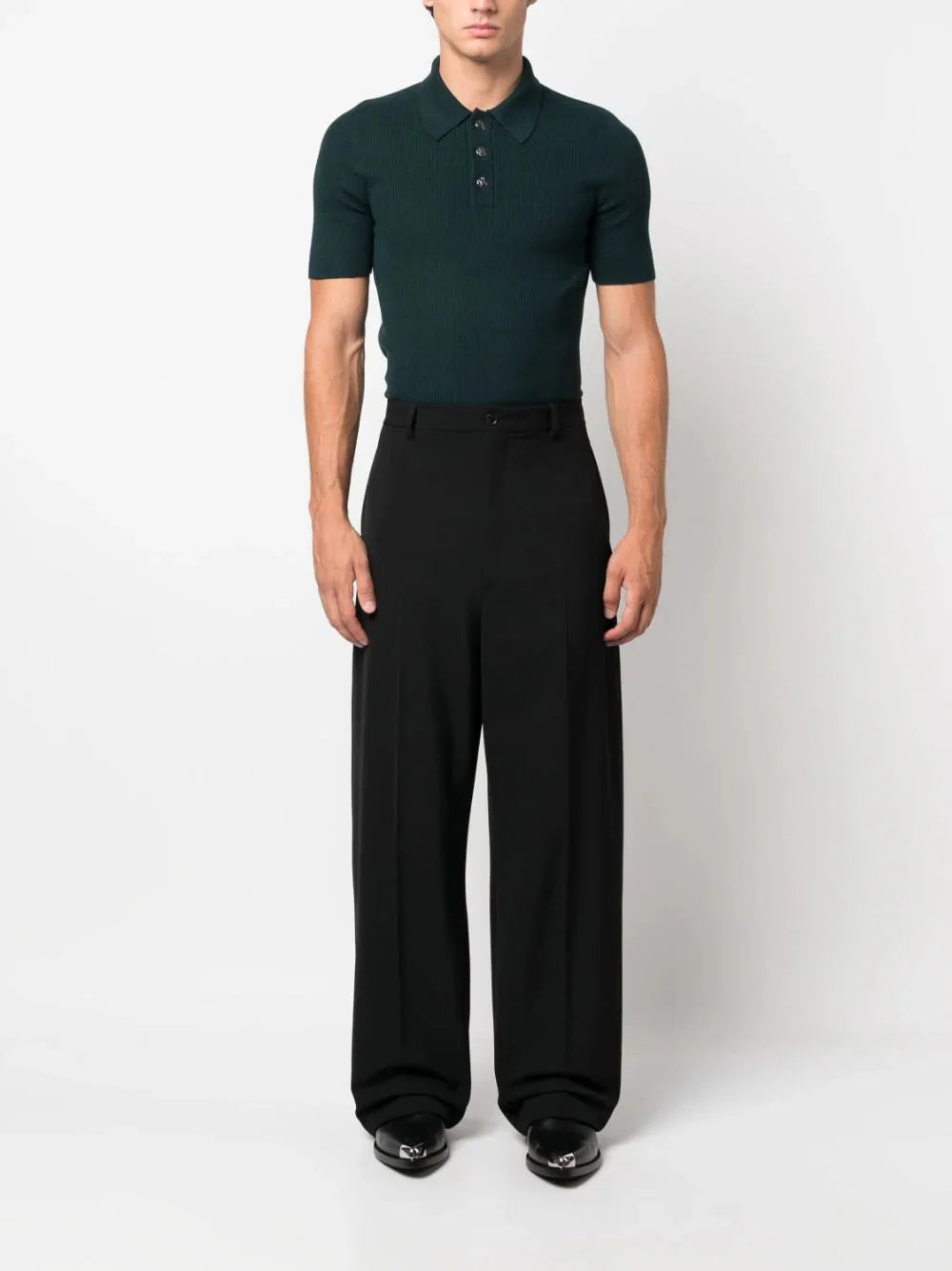 logo patch wool polo shirt by balmain - bottegalusso: premier destination for modern luxury menswear