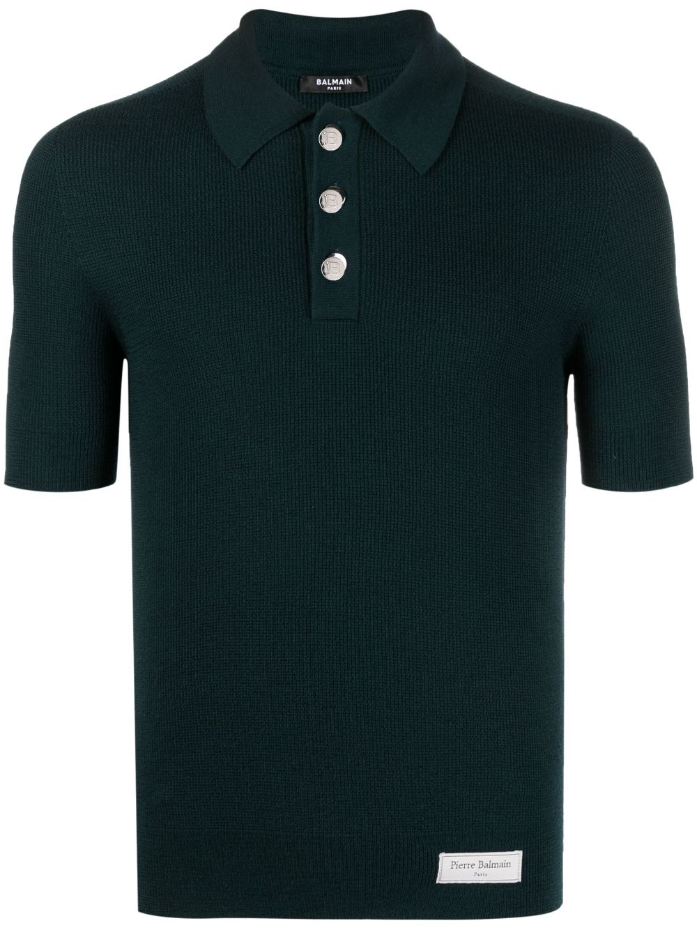 logo patch wool polo shirt by balmain - bottegalusso: premier destination for modern luxury menswear