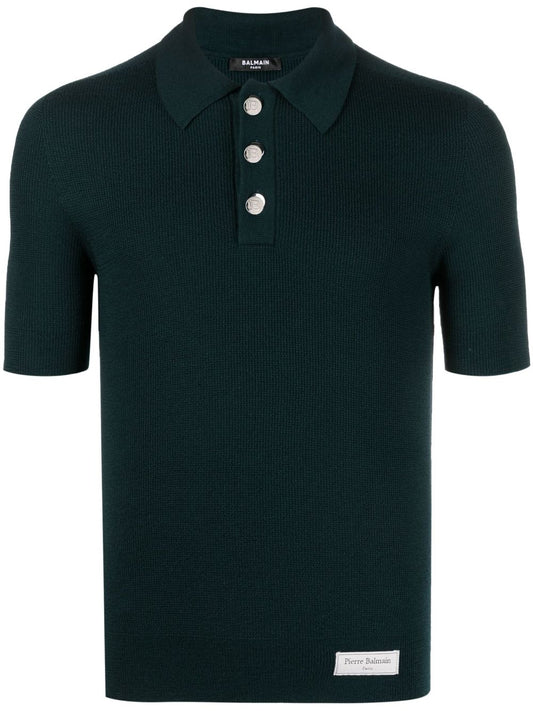 Logo Patch Wool Polo Shirt by Balmain - bottegalusso: Premier Destination for Modern Luxury Menswear