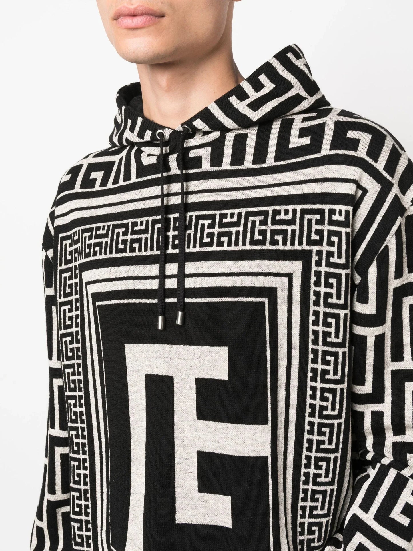 maxi monogram jacquard hoodie by balmain - bottegalusso: premier destination for modern luxury menswear