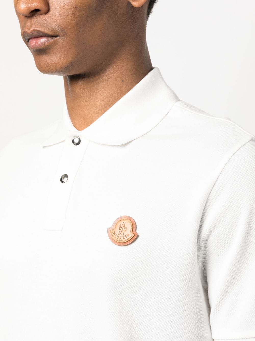 logo patch cotton polo shirt by moncler - bottegalusso: premier destination for modern luxury menswear