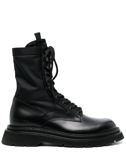 Lace up leather combat boots